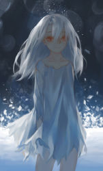 Rule 34 | 1girl, 91 (968087), bad id, bad pixiv id, dress, fate/stay night, fate (series), illyasviel von einzbern, official alternate costume, rags, red eyes, snow, solo, torn clothes, white hair