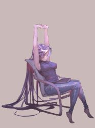 Rule 34 | denim, facial mark, fate/grand order, fate/hollow ataraxia, fate/stay night, fate (series), forehead mark, glasses, highres, image sample, jeans, long hair, medusa (fate), medusa (rider) (fate), pants, purple eyes, purple hair, sleeveless, sleeveless turtleneck, stretching, sweater, turtleneck, very long hair
