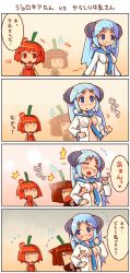 Rule 34 | &gt; &lt;, 3girls, 4koma, :d, > <, ^^^, blue eyes, blue hair, blush, grabbing another&#039;s breast, breasts, chili pepper, comic, female pervert, ghost, glasses, grabbing, groping, habanero-tan, habanero pepper, head bump, hitodama, horns, injury, invisible, jolokia, long hair, medium breasts, milk-san, moaning, multiple girls, navel, open clothes, open mouth, open shirt, original, pervert, red eyes, red hair, shigatake, shirt, short hair, smile, surprised, translation request, xd