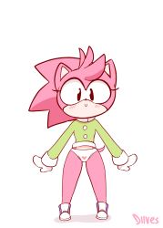Rule 34 | 1girl, amy rose, animal ears, animated, animated gif, arms up, artist name, black eyes, blinking, blush, cameltoe, cleft of venus, closed mouth, diives, female focus, flat chest, full body, furry, furry female, gloves, gluteal fold, green sweater, happy, heart, heart panties, heart print, highres, jumping, legs apart, long sleeves, looking at viewer, open mouth, outstretched arms, panties, pink hair, print panties, shoes, signature, simple background, smile, solo, sonic (series), sweater, tail, underwear, white background, white gloves, white panties