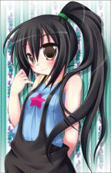 Rule 34 | black hair, brown eyes, casual, k-on!, long hair, nakano azusa, no thank you! (k-on!), overalls, ponytail, solo, tougo