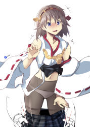 Rule 34 | 10s, 1girl, ^^^, assisted exposure, bad id, bad pixiv id, bare shoulders, blue eyes, brown hair, clothes pull, cofepig, detached sleeves, hairband, headgear, hiei (kancolle), kantai collection, open mouth, panties, panties under pantyhose, pantsing, pantyhose, personification, plaid, plaid skirt, pulling another&#039;s clothes, ribbon-trimmed sleeves, ribbon trim, short hair, sketch, skirt, skirt pull, surprised, tears, thighband pantyhose, underwear, wavy mouth