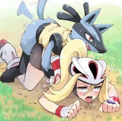 Rule 34 | 10s, 1girl, ahegao, bike shorts, blonde hair, blue eyes, blush, clothed sex, creatures (company), doggystyle, drooling, fang, fingerless gloves, fucked silly, game freak, gen 4 pokemon, gloves, gym leader, helmet, high ponytail, interspecies, kamaboko (ossann0125), korrina (pokemon), long hair, lucario, monster, nintendo, open mouth, pokemon, pokemon (anime), pokemon (creature), pokemon xy, ponytail, red eyes, rolling eyes, saliva, sex, sex from behind, tears, tongue, tongue out