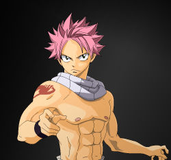 Rule 34 | 1boy, abs, black eyes, fairy tail, male focus, muscular, muscular male, natsu dragneel, pink hair, scarf, sexyanimes, topless male, short hair