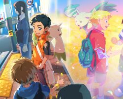 Rule 34 | digimon, digimon (creature), flower, happy, highres, li jianliang, looking at another, matsuda takato, smile, terriermon, wallace (digimon)
