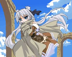 Rule 34 | 1girl, dress, lowres, mof, mof&#039;s silver haired twintailed girl, oekaki, original, silver hair, solo