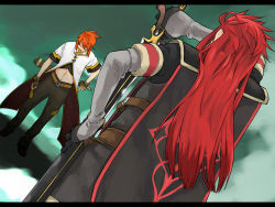 Rule 34 | 00s, 2boys, asch (tales), bad id, bad pixiv id, gloves, kigi tatsumi, luke fon fabre, male focus, multiple boys, red hair, surcoat, sword, tales of (series), tales of the abyss, weapon