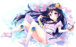 Rule 34 | 1girl, :q, alternate hair length, alternate hairstyle, animal ears, bad id, bad pixiv id, blue flower, blue rose, blush, commentary request, cross-laced footwear, dress, eating, flower, flower necklace, food, frilled sleeves, frills, hair down, hair flower, hair ornament, highres, holding, holding spoon, ice cream, jewelry, kokkeina budou, kyouou ena, licking lips, long hair, looking at viewer, love live!, love live! school idol festival, love live! school idol project, necklace, plant, pom pom (clothes), red flower, red rose, revision, rose, smile, solo, spoon, tongue, tongue out, very long hair, vines, white dress, white footwear, yazawa nico, yellow flower, yellow rose