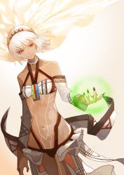 Rule 34 | 1girl, absurdres, altera (fate), black nails, black panties, blonde hair, body markings, breasts, closed mouth, collarbone, commentary, dark skin, dark-skinned female, detached sleeves, fate/grand order, fate (series), floating hair, glowing, glowing hand, hairband, highres, long hair, midriff, nail polish, navel, panties, red eyes, simple background, small breasts, smile, solo, underwear, white background, ziu