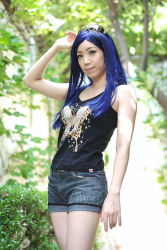 Rule 34 | blue hair, cosplay, denim, highres, kuga natsuki, miyuki, my-hime, photo (medium), shorts, sunglasses, tank top
