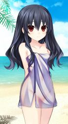 Rule 34 | 10s, 1girl, breasts, long hair, naked towel, neptune (series), no pussy, nude filter, see-through, solo, third-party edit, towel, uni (neptunia)