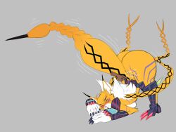 1girl armor ass blush digimon digimon_(creature) female_focus furry furry_female highres meicrackmon_vicious_mode solo