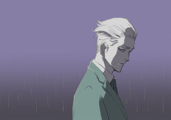 Rule 34 | 1boy, bleach, bleach: sennen kessen-hen, formal, hair slicked back, kubo tite, lapels, looking down, male focus, notched lapels, official alternate costume, official art, partially colored, rain, sasakibe choujirou, shaded face, shirt, short hair, solo, suit, white shirt