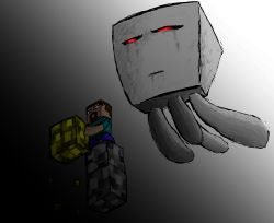 Rule 34 | angry, ghast, minecraft, red eyes, size difference, smile