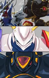 Rule 34 | alphamon, digicore, digimon, digimon (creature), highres, looking at another, meme, no humans, omegamon, solo