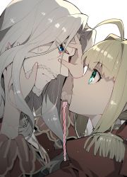 Rule 34 | 10s, 1boy, 1girl, close-up, epaulettes, fate/apocrypha, fate/extra, fate/grand order, fate (series), from side, hand on another&#039;s cheek, hand on another&#039;s face, koshiro itsuki, nero claudius (fate), nero claudius (fate), nero claudius (fate/extra), profile, vlad iii (fate/apocrypha)