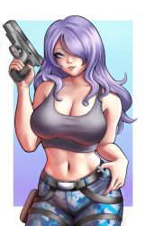 Rule 34 | 1girl, alt text, breasts, camilla (fire emblem), camouflage, fire emblem, hair over one eye, highres, large breasts, nintendo, solo