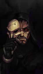 Rule 34 | 1boy, gradient background, male focus, mask, overwatch, overwatch 1, reaper (overwatch), solo, tagme, upper body