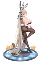 Rule 34 | 1girl, absurdly long hair, absurdres, azur lane, brown pantyhose, formidable (azur lane), full body, has bad revision, has downscaled revision, highres, legs, leotard, long hair, looking at viewer, manjuu (azur lane), md5 mismatch, one eye closed, pantyhose, playboy bunny, red eyes, resolution mismatch, simple background, source smaller, very long hair, wei xiao, white background