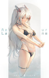 Rule 34 | 1girl, absurdres, anchor symbol, antenna hair, azur lane, bikini, black bikini, black choker, blush, breasts, brown eyes, character name, choker, cross, cross earrings, earrings, flag print, food, german flag bikini, groin, headgear, highres, iron cross, jewelry, large breasts, long hair, looking at viewer, mole, mole on breast, mouth hold, multicolored hair, navel, own hands together, popsicle, prinz eugen (azur lane), prinz eugen (unfading smile) (azur lane), ribbon, side-tie bikini bottom, silver hair, solo, stomach, streaked hair, swept bangs, swimsuit, tan, thigh strap, thighs, two side up, very long hair, wading, yusha m
