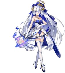 Rule 34 | 1girl, ark order, arrow (projectile), artemis (ark order), artist request, blue bow, blue footwear, blue leotard, bow, bow (weapon), breasts, closed mouth, crescent, crescent hair ornament, detached collar, drawing bow, fire, footwear bow, frilled skirt, frills, full body, gloves, hair bow, hair ornament, high heels, holding, holding arrow, holding bow (weapon), holding weapon, lace, lace-trimmed legwear, lace trim, laurel crown, leotard, long hair, looking at viewer, medium breasts, official art, quiver, skirt, smile, solo, standing, tachi-e, thighhighs, transparent background, variant set, very long hair, weapon, white gloves, white hair, white skirt, white thighhighs