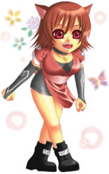 Rule 34 | animal ears, boots, brown hair, cat ears, collar, fang, gloves, lowres, mao (shining tears), red eyes, sega, shining (series), shining tears, short hair, shorts