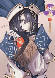 Rule 34 | 1girl, absurdres, bare shoulders, black hair, blue hat, breasts, bridal gauntlets, brown eyes, chinese clothes, fate/grand order, fate (series), hair ornament, hair over one eye, hairpin, hat, highres, long sleeves, looking at viewer, mole, mole under eye, robe, short hair, small breasts, solo, tsukaasa, white robe, wide sleeves, xu fu (fate)