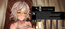 Rule 34 | 1girl, bad id, bad pixiv id, bare shoulders, blush, breasts, butt plug, code vein, commentary, dildo, eggplant, english text, foxyreine, gameplay mechanics, heart, highres, io (code vein), jewelry, large breasts, medium breasts, messy hair, necklace, sex toy, smile, solo, torn clothes, vibrator, yellow eyes
