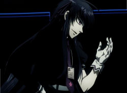 Rule 34 | 10s, asymmetrical sleeves, black dress, black hair, dress, drifters, easy (drifters), gloves, id card, long hair, necktie, short sleeves, star (symbol), stitched, third-party edit, uneven sleeves, white gloves