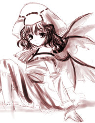 Rule 34 | 1girl, bat wings, female focus, lowres, monochrome, red theme, remilia scarlet, solo, tateha (marvelous grace), touhou, wings