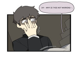 Rule 34 | 1boy, brown hair, colored speech bubble, english text, glasses, gomulgong, looking at another, original, priest, speech bubble