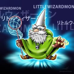 blue_eyes digimon digimon_(creature) gloves hat highres meme oridigi original solo wizard wizard_hat