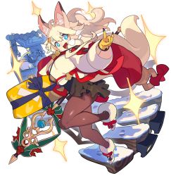 Rule 34 | + +, 1boy, 1girl, :3, animal ears, artist request, black pantyhose, black skirt, blonde hair, blue eyes, blue ribbon, blush, box, breasts, breath, candle, christmas, eyeliner, fang, female focus, footprints, fox ears, fox girl, fox shadow puppet, fox tail, full body, fur-trimmed footwear, fur collar, fur trim, gift, gift box, gloves, green ribbon, hair ornament, hairclip, hand up, happy, high heels, highres, holding, holding gift, holding staff, holly, inaho (world flipper), leg up, long hair, long sleeves, looking at viewer, makeup, medium breasts, miniskirt, non-web source, official art, open mouth, pantyhose, pleated skirt, ponytail, red eyeliner, red ribbon, ribbon, running, santa claus, shiny clothes, shoes, sidelocks, skirt, smile, snow, solo focus, sparkle, staff, stairs, star (symbol), sweater, tail, thumbs up, transparent background, white footwear, white sweater, wide-eyed, wide sleeves, world flipper, yellow gloves