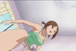 Rule 34 | 00s, 10s, 1girl, animated, animated gif, bouncing breasts, breasts, brown eyes, brown hair, exercising, hinako (issho ni training), issho ni training, lowres, short twintails, shorts, solo, squatting, twintails, white shorts