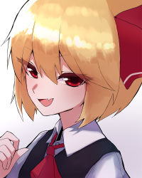 Rule 34 | 33 gaff, ascot, blonde hair, fang, open mouth, red eyes, ribbon, rumia, smile, touhou