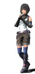 Rule 34 | belt, black hair, boots, hair ornament, hairpin, hands together, lin lee koo, nintendo, official art, shorts, thighhighs, xenoblade chronicles (series), xenoblade chronicles x