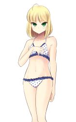 Rule 34 | 1girl, alternate costume, artoria pendragon (all), artoria pendragon (fate), bad id, bad pixiv id, bikini, blonde hair, boa (brianoa), fate/stay night, fate (series), flat chest, green eyes, highres, saber (fate), short hair, solo, standing, swimsuit, transparent background