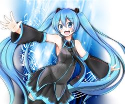 Rule 34 | 1girl, absurdres, bad id, bad pixiv id, blue eyes, blue hair, blush, hatsune miku, highres, kazenoko, long hair, matching hair/eyes, open mouth, skirt, smile, solo, twintails, very long hair, vocaloid