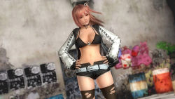 Rule 34 | 1girl, 3d, breasts, dead or alive, dead or alive 5, hands on own hips, honoka (doa), jacket, large breasts, midriff, official art, pink hair, solo, tecmo