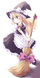Rule 34 | 1girl, blonde hair, broom, female focus, full body, fummy, hat, kirisame marisa, long hair, skirt, solo, touhou, white background, witch, witch hat, yellow eyes