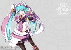 Rule 34 | 1girl, aqua eyes, aqua hair, detached sleeves, hatsune miku, highres, izane, long hair, microphone, open mouth, pantyhose, phantasy star, phantasy star online 2, project diva (series), project diva f, skirt, solo, twintails, very long hair, vocaloid, wiola magica