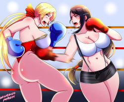 Rule 34 | ass, blonde hair, boxing, breasts, crossover, dead or alive, final fantasy, final fantasy vii, helena douglas, large breasts, long hair, tifa lockhart