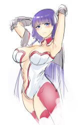 Rule 34 | 1girl, absurdres, armpits, arms behind head, blue eyes, blush, fate/grand order, fate (series), highres, hometa, long hair, looking at viewer, purple hair, martha (fate), simple background, sketch, solo, very long hair, white background
