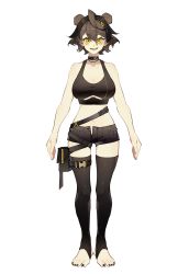 Rule 34 | 1girl, absurdres, animal ears, bare shoulders, baseball bat, belt, black choker, black hair, black nails, black thighhighs, breasts, brown hair, choker, cleavage, eyelashes, hair between eyes, hair ornament, highres, indie virtual youtuber, long eyelashes, looking at viewer, mask, mouth mask, multicolored hair, nail polish, navel, open mouth, pouch, short hair, simple background, smile, solo, standing, teeth, thigh pouch, thigh strap, thighhighs, toenail polish, toenails, tongue, torn, torn clothes, unzipped, virtual youtuber, white background, xiloi, yellow eyes