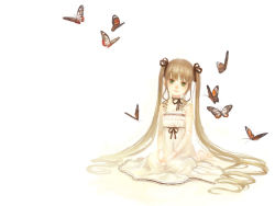 Rule 34 | 00s, blonde hair, bug, butterfly, chemise, doll joints, green eyes, insect, joints, kneeling, long hair, miya (foolish order), rozen maiden, shinku, solo, twintails, very long hair