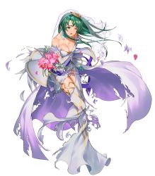 Rule 34 | 1girl, bare shoulders, boots, bouquet, breasts, bridal veil, cecilia (fire emblem), cleavage, collarbone, crossed arms, dress, elbow gloves, female focus, fire emblem, fire emblem: the binding blade, fire emblem heroes, flower, full body, gloves, gold trim, green eyes, green hair, hair ornament, high heel boots, high heels, highres, holding, holding bouquet, kainown, large breasts, long hair, looking away, matching hair/eyes, nintendo, non-web source, official alternate costume, official art, one eye closed, open mouth, petals, shiny skin, skirt, solo, strapless, strapless dress, thigh boots, thighhighs, torn clothes, torn dress, torn skirt, transparent background, veil, wedding dress, white dress, white footwear, white gloves, wince