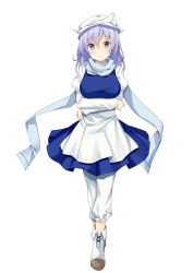 Rule 34 | 1girl, bekotarou, blue eyes, crossed arms, full body, hat, letty whiterock, light purple hair, looking at viewer, short hair, simple background, solo, standing, touhou, white background