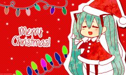 Rule 34 | 1girl, alternate costume, animated, animated gif, blue hair, chibi, christmas, closed eyes, female focus, hat, hatsune miku, long hair, lowres, merry christmas, santa costume, santa hat, solo, tagme, twintails, very long hair, vocaloid
