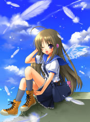 Rule 34 | 1girl, cloud, day, kagetsu suzu, original, school uniform, serafuku, sky, solo