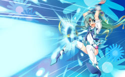 Rule 34 | 10s, 1girl, action, bad id, bad pixiv id, blue background, blue eyes, blue hair, blue skirt, blue theme, boots, brooch, cure marine, flower tact, heart, heart brooch, heartcatch precure!, high heels, jewelry, kurumi erika, long hair, magical girl, matching hair/eyes, nasudora, precure, shoes, skirt, smile, solo, thighhighs, white thighhighs, wrist cuffs